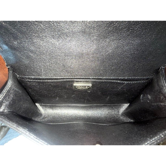 Chanel TWEED WOVEN Medium Boy Flap Bag Embellished Black Lambskin Box & Dustbag - Picture 14 of 16